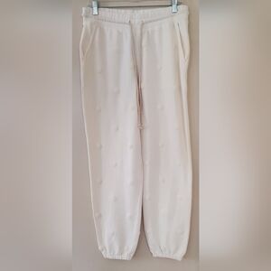 Lou & Grey Cream Polka Dot‎ Embroidered jogger pants with pockets Size Medium